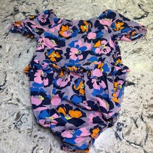 Peyton & Parker Purple Floral Ruffle Bubble Romper